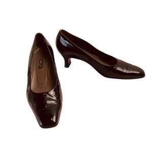 BALLY Vintage Women’s Patent Leather Uberta-05 Heels Square Toe In Black Size 8
